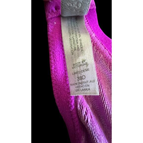 Victoria's Secret Bra 38D Body By Victoria Fuchsia Lace Color Adjustable Straps - Picture 7 of 10